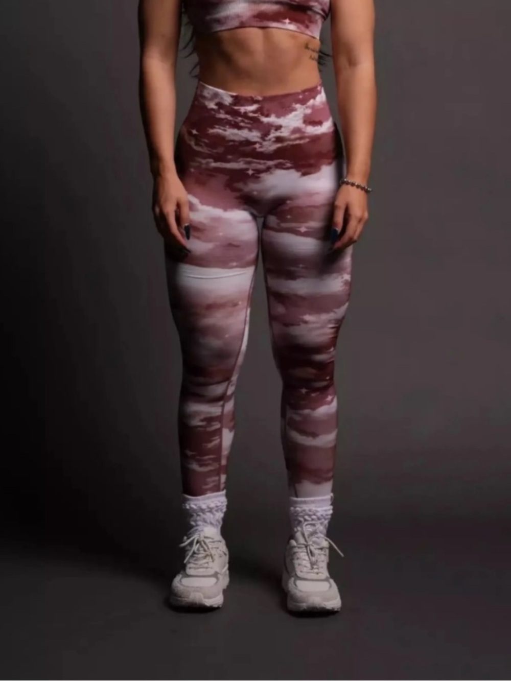 Darc Sport SHE Everson Seamless Scrunch Cloud Print Leggings - Mauve/Pink